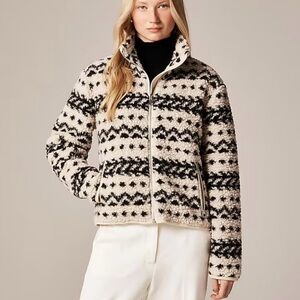 J. Crew Black and Cream Teddy Jacket